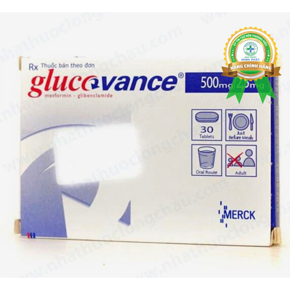 Thuốc Glucovance 500mg/2,5mg Merck điều trị tiểu đường tuýp 2 (2 vỉ x 15 viên)